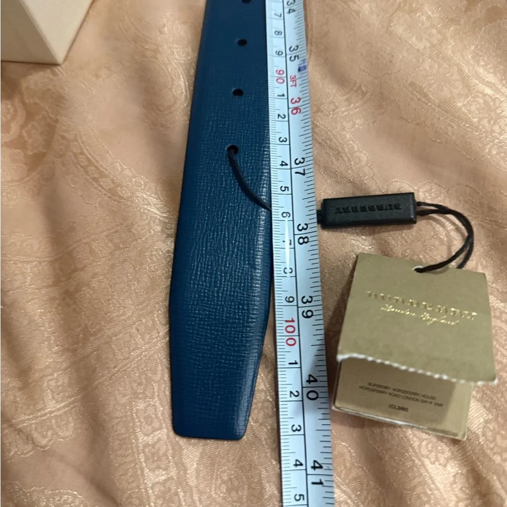 Burberry Blue and Silver Leather Belt - Picture 6 of 8